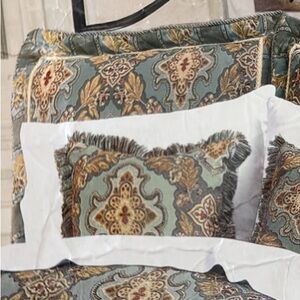 Cherish the Luxury Set of2 Decorative Twisted Rope Trim Pillows Shams Queen Size